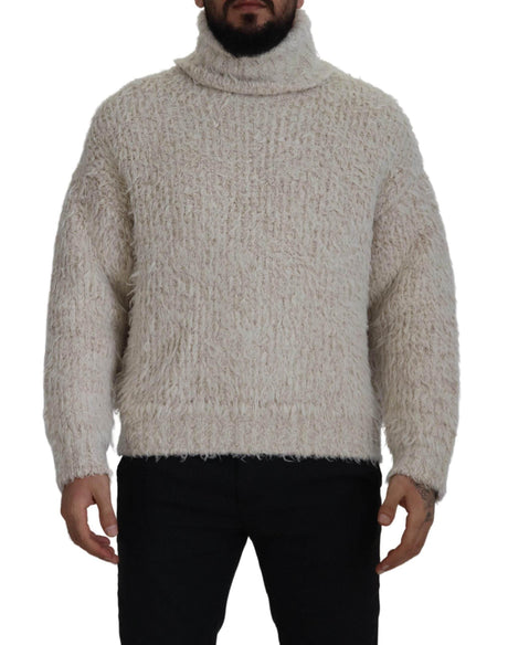 Dolce & Gabbana Cream Wool Knit Turtleneck Pullover Sweater - Hilstor