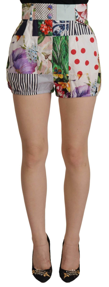 Dolce & Gabbana Multicolor Patchwork High Waist Cotton Shorts - Hilstor