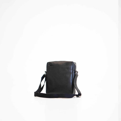 Small Shoulder Bag No. 37 – Black Genuine Leather with Adjustable Strap, Handmade in Europe by Papillon - Hilstor