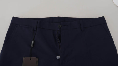 Dolce & Gabbana Blue Linen Cotton Slim Trousers Chinos Pants - Hilstor