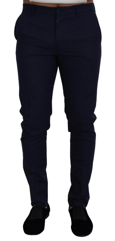 Dolce & Gabbana Blue Linen Cotton Slim Trousers Chinos Pants - Hilstor