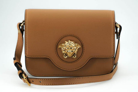 Versace Elegant Calf Leather Shoulder Bag in Brown - Hilstor