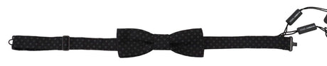 Dolce & Gabbana Black Pattern Silk Adjustable Neck Papillon Bow Tie - Hilstor