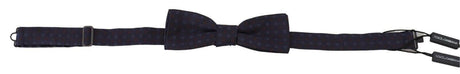 Dolce & Gabbana Blue Pattern Silk Adjustable Neck Papillon Bow Tie - Hilstor