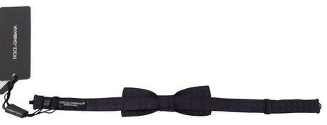 Dolce & Gabbana Blue Pattern Silk Adjustable Neck Papillon Bow Tie - Hilstor