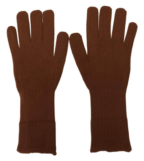 Dolce & Gabbana Brown Cashmere Knitted Hands Mitten Mens Gloves - Hilstor