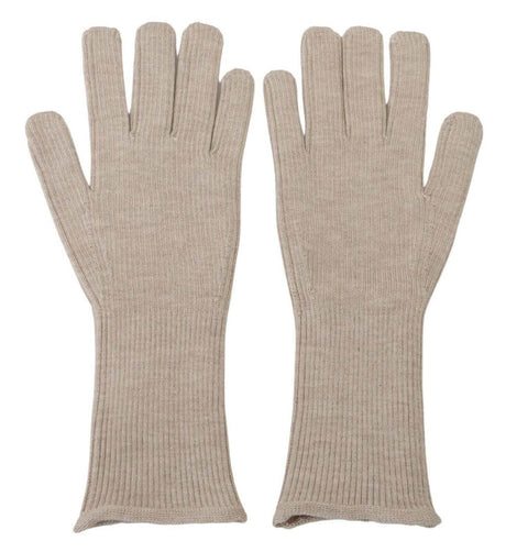 Dolce & Gabbana Ivory Cashmere Silk Hands Mitten Mens Gloves - Hilstor