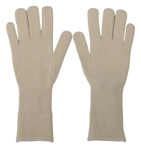 Dolce & Gabbana White Cashmere Knitted Hands Mitten Mens Gloves - Hilstor