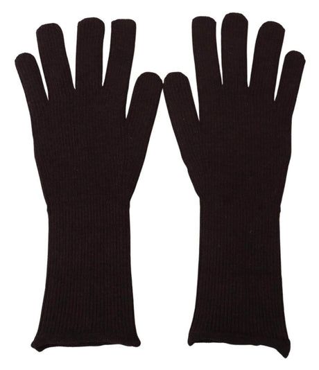 Dolce & Gabbana Brown Cashmere Silk Hands Mitten Mens Gloves - Hilstor