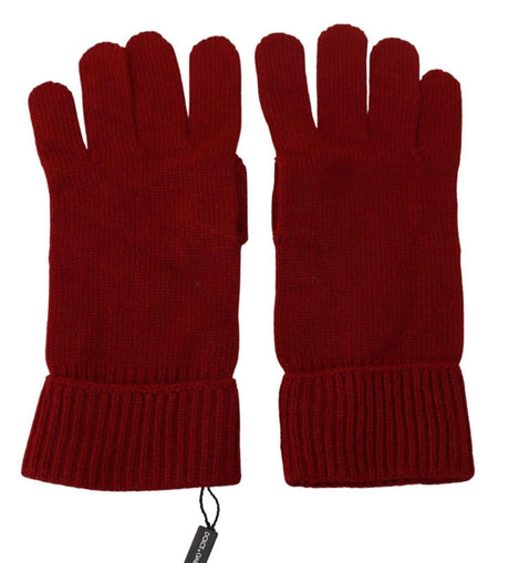 Dolce & Gabbana Red 100% Cashmere Knit Hands Mitten Mens Gloves - Hilstor