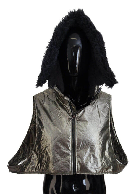 Dolce & Gabbana Silver Fur Whole Head Wrap Men Capello Nylon Hat - Hilstor