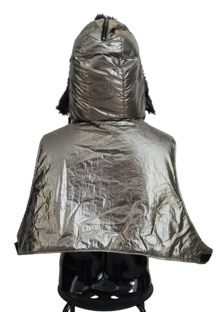 Dolce & Gabbana Silver Fur Whole Head Wrap Men Capello Nylon Hat - Hilstor