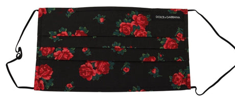 Dolce & Gabbana Black Floral Pleated Elastic Ear Strap One Size Face Mask - Hilstor