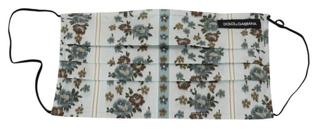 Dolce & Gabbana White Floral Cotton Pleated Elastic Ear Strap Face Mask - Hilstor