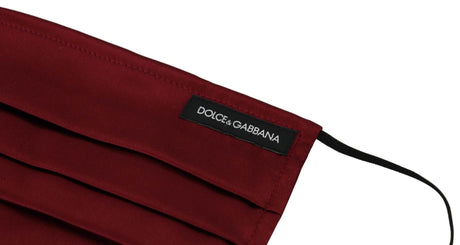Dolce & Gabbana Maroon Silk Pleated Elastic Ear Strap One Size Face Mask - Hilstor