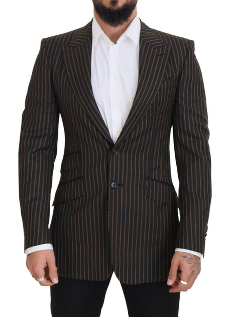 Dolce & Gabbana Black Brown Stripes Single Breasted Blazer - Hilstor