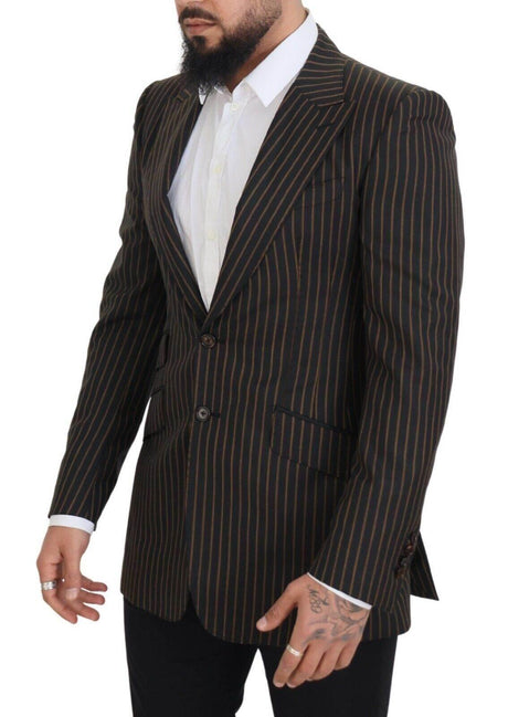 Dolce & Gabbana Black Brown Stripes Single Breasted Blazer - Hilstor