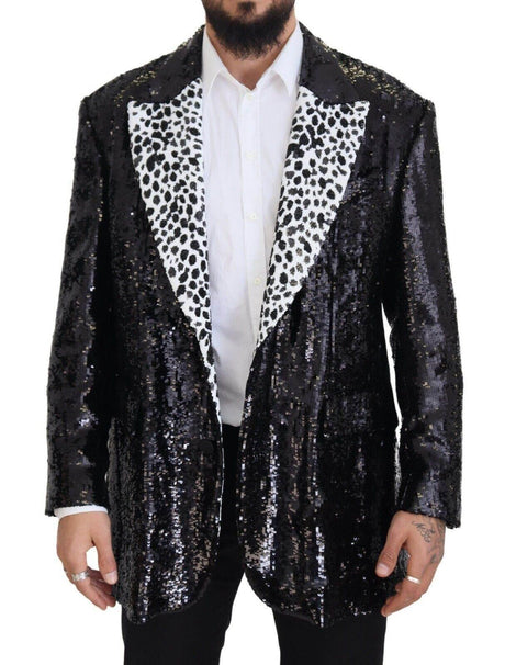 Dolce & Gabbana Black Sequined Cow Pattern Nylon Blazer - Hilstor