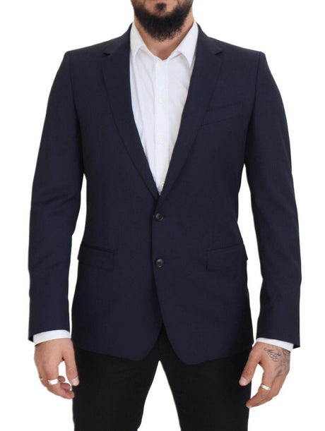 Dolce & Gabbana Dark Blue Wool Single Breasted MARTINI Blazer - Hilstor