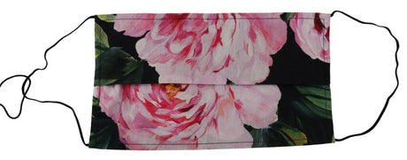 Dolce & Gabbana Black Floral Pleated Elastic Ear Strap Face Mask - Hilstor