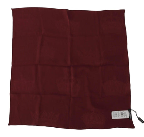 Dolce & Gabbana Maroon Silk Crown Square Wrap Handkerchief Scarf - Hilstor