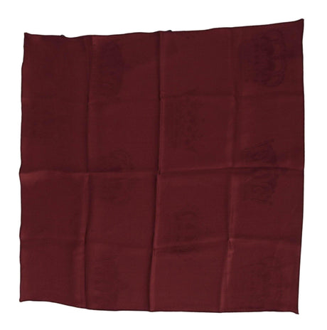 Dolce & Gabbana Maroon Silk Crown Square Wrap Handkerchief Scarf - Hilstor