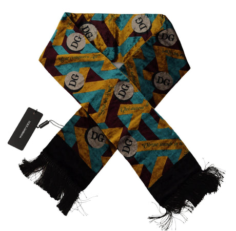 Dolce & Gabbana Multicolor DG Logo Print Shawl Wrap Fringe Scarf - Hilstor