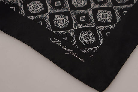 Dolce & Gabbana Black Geometric Patterned Square Handkerchief Scarf - Hilstor