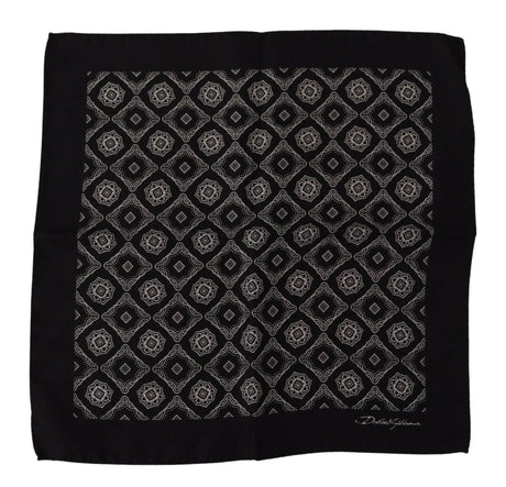 Dolce & Gabbana Black Geometric Patterned Square Handkerchief Scarf - Hilstor