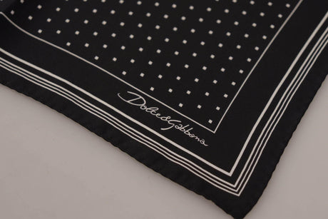 Dolce & Gabbana Black Polka Dots DG Logo Square Handkerchief - Hilstor