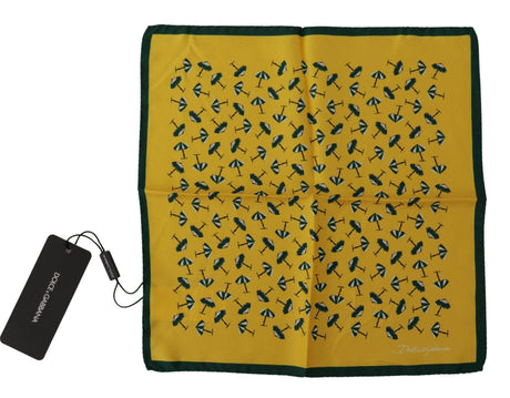Dolce & Gabbana Yellow Printed DG Logo Square Mens Handkerchief Scarf - Hilstor