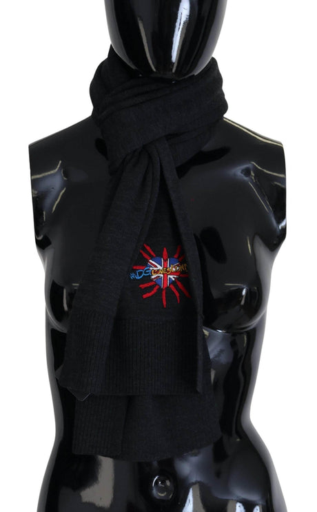 Dolce & Gabbana Black Sacred Heart #DGLovesLondon Wrap Scarf - Hilstor