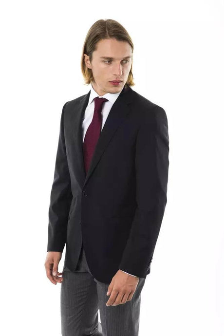 Uominitaliani Black Wool Mens Blazer - Hilstor