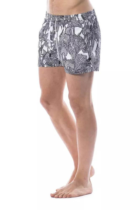 Roberto Cavalli Sport Black Polyester Men's Swim Trunk - Hilstor