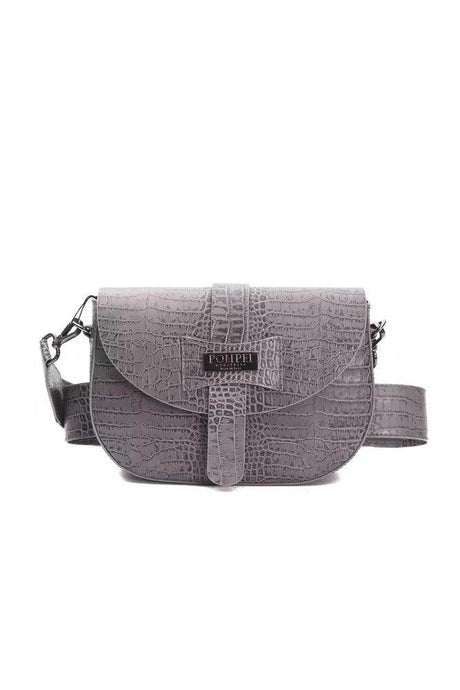 Pompei Donatella Gray Leather Women Crossbody Bag - Hilstor