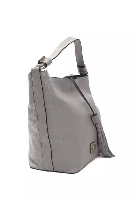 Pompei Donatella Gray Leather Women Shoulder Bag - Hilstor