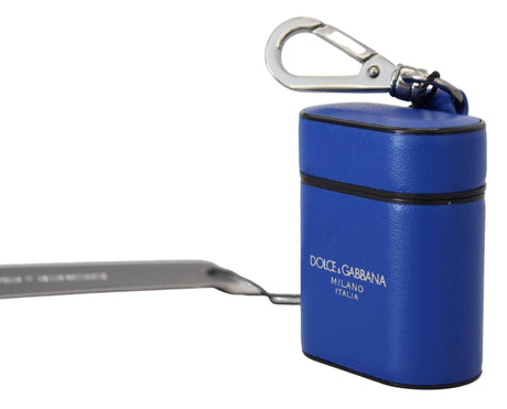 Dolce & Gabbana Blue Leather Silver Metal Logo Airpods Case - Hilstor
