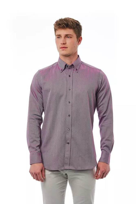 Bagutta Burgundy Cotton Men Shirt - Hilstor