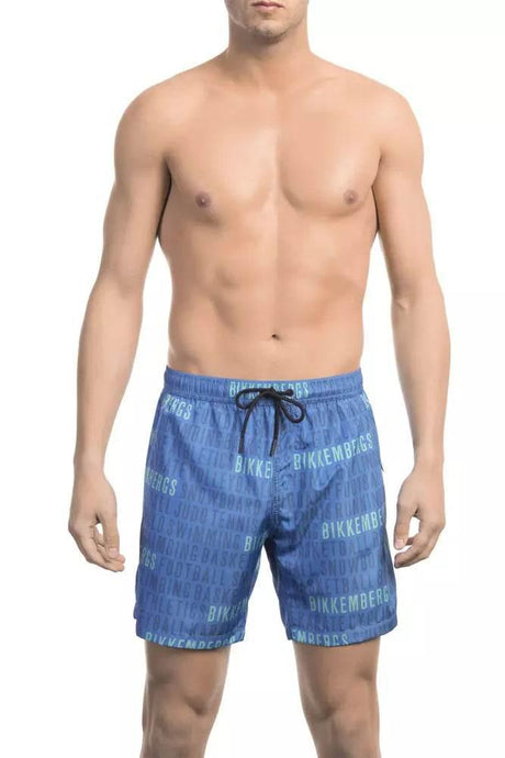 Bikkembergs Blue Polyester Men Swim Short - Hilstor