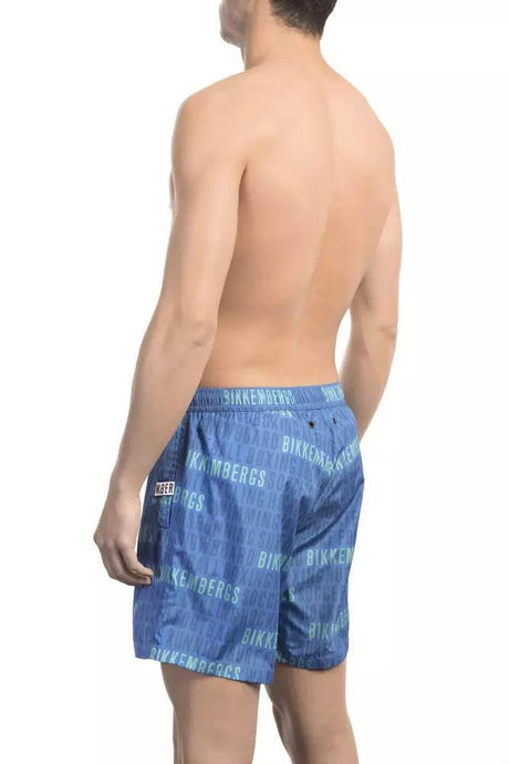 Bikkembergs Blue Polyester Men Swim Short - Hilstor