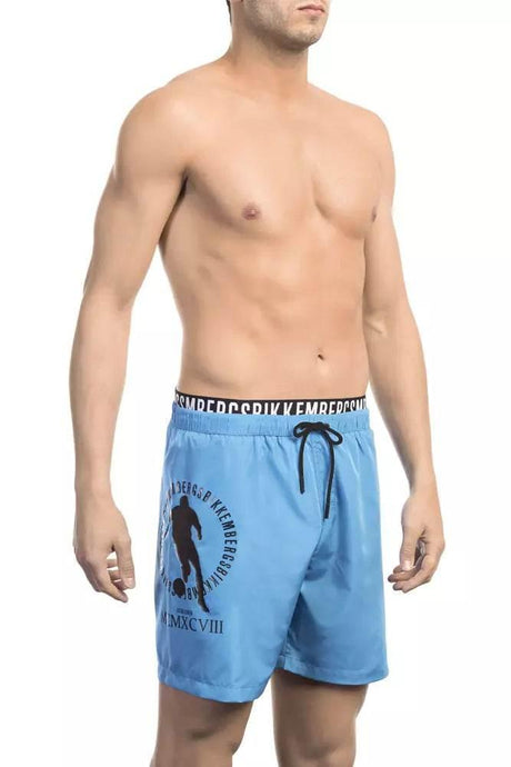 Bikkembergs Light Blue Polyester Men's Swim Short - Hilstor