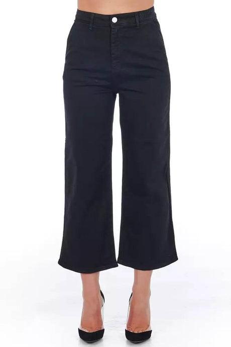 Frankie Morello Black Cotton Women Cropped Trouser - Hilstor