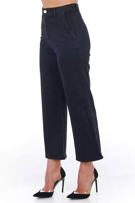 Frankie Morello Black Cotton Women Cropped Trouser - Hilstor