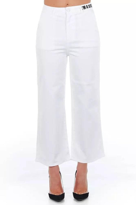 Frankie Morello White Cotton Women Cropped Trouser - Hilstor