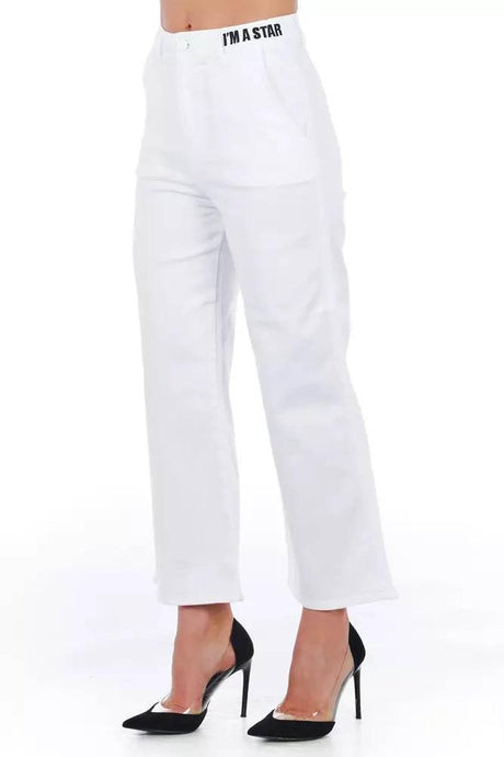 Frankie Morello White Cotton Women Cropped Trouser - Hilstor