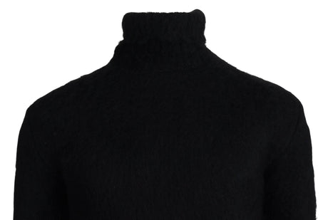 Dolce & Gabbana Black Gold Turtleneck Mohair Pullover Mens Sweater - Hilstor
