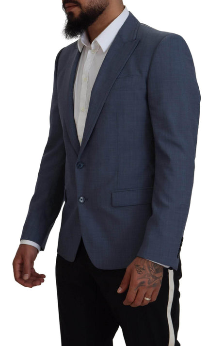 Dolce & Gabbana Blue Wool Stretch Slim Fit Jacket Blazer - Hilstor