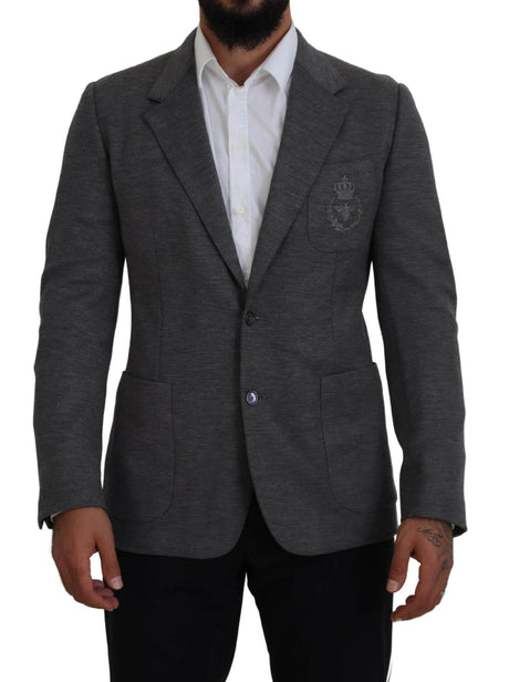Dolce & Gabbana Gray Wool Stretch Slim Fit Jacket Blazer - Hilstor