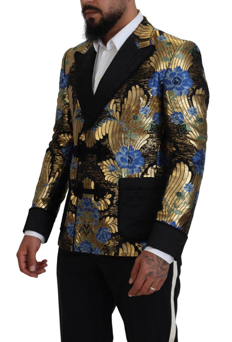 Dolce & Gabbana Gold Lurex Double Breasted Jacket Blazer - Hilstor