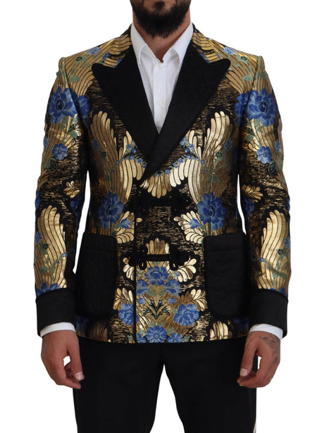 Dolce & Gabbana Gold Lurex Double Breasted Jacket Blazer - Hilstor